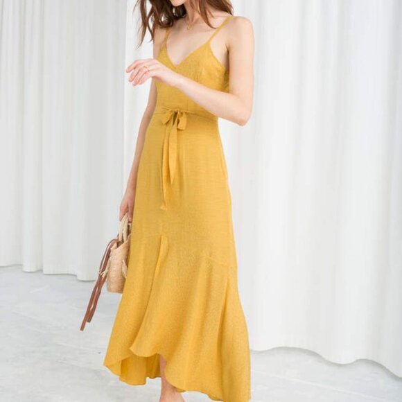 & Other Stories Los Angeles Atelier gold polka dot midi slip dress - Picture 7 of 9